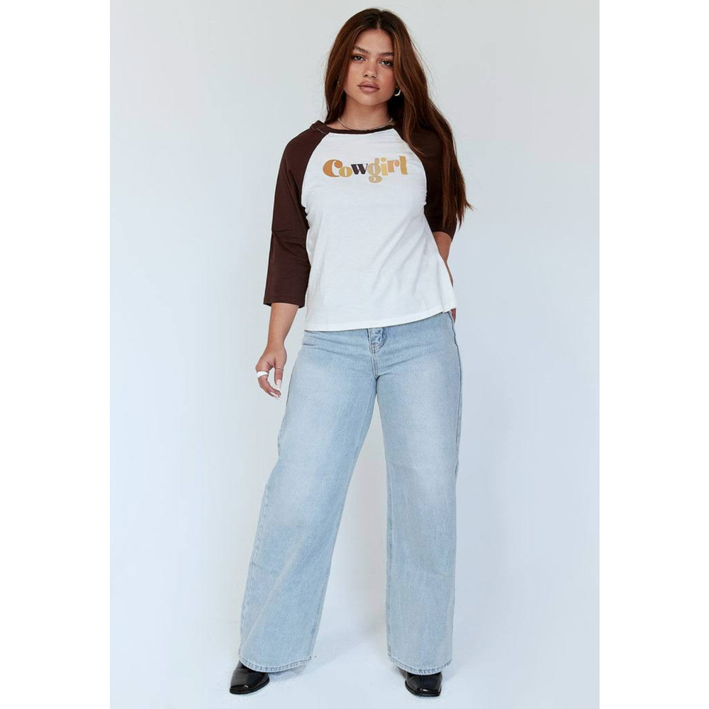 Motel Rocks Women XS Nexo Tee COWGIRL Henly Brown White New